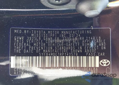 2024 Toyota Corolla Le from USA, damaged, VIN 5YFB4MDE1RP142578